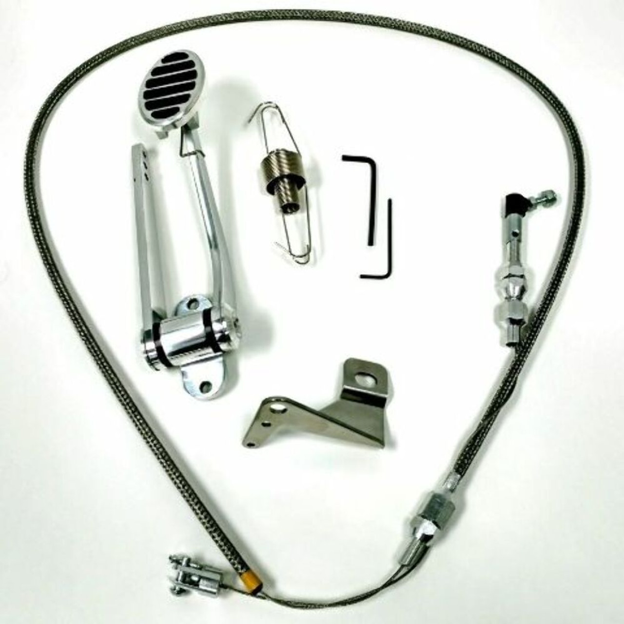 Hot Rod Billet Oval Throttle Pedal Kit W/ 36" SS Braided Cable, Return Spring V8