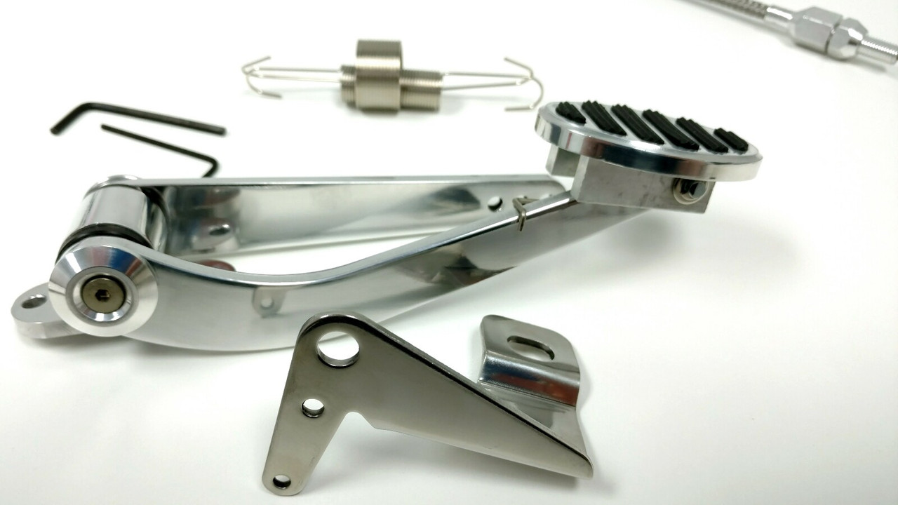 Hot Rod Billet Oval Throttle Pedal Kit W/ 36" SS Braided Cable, Return Spring V8