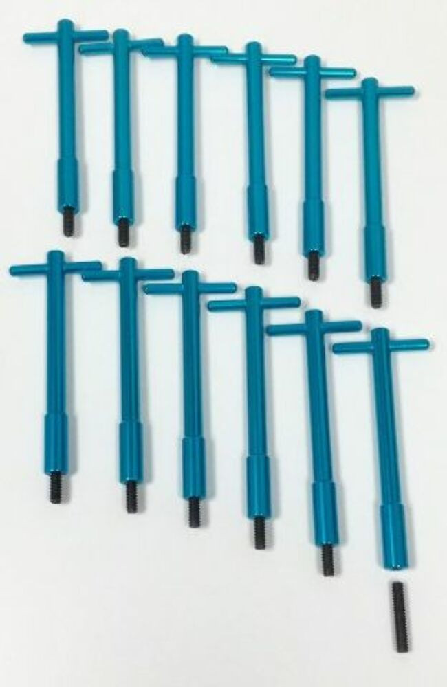 Muscle Car Blue Anodized Aluminum Valve Cover T-Bar Set Of 12