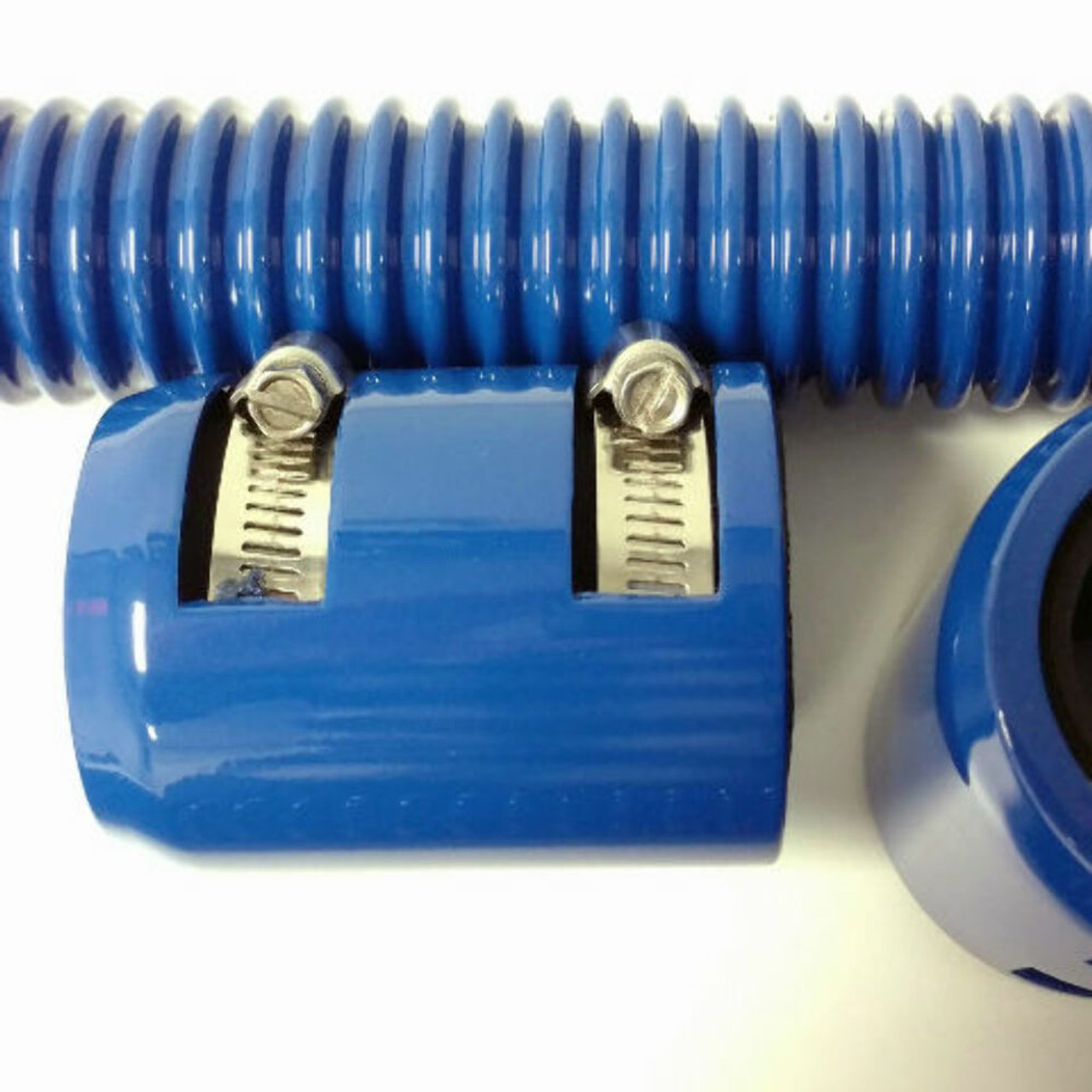 48" Blue Stainless Flexible Radiator & Heater Hose Kit w/ Blue End Caps