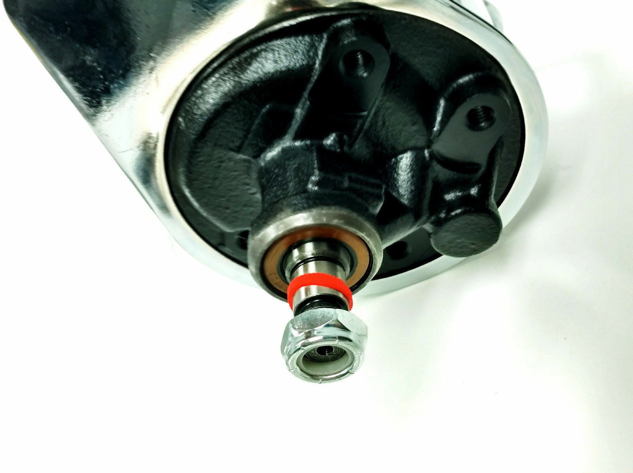 BBC SBC Chevy Chrome Saginaw Style Power Steering Pump W/ Double Groove Pulley E - Foto 2