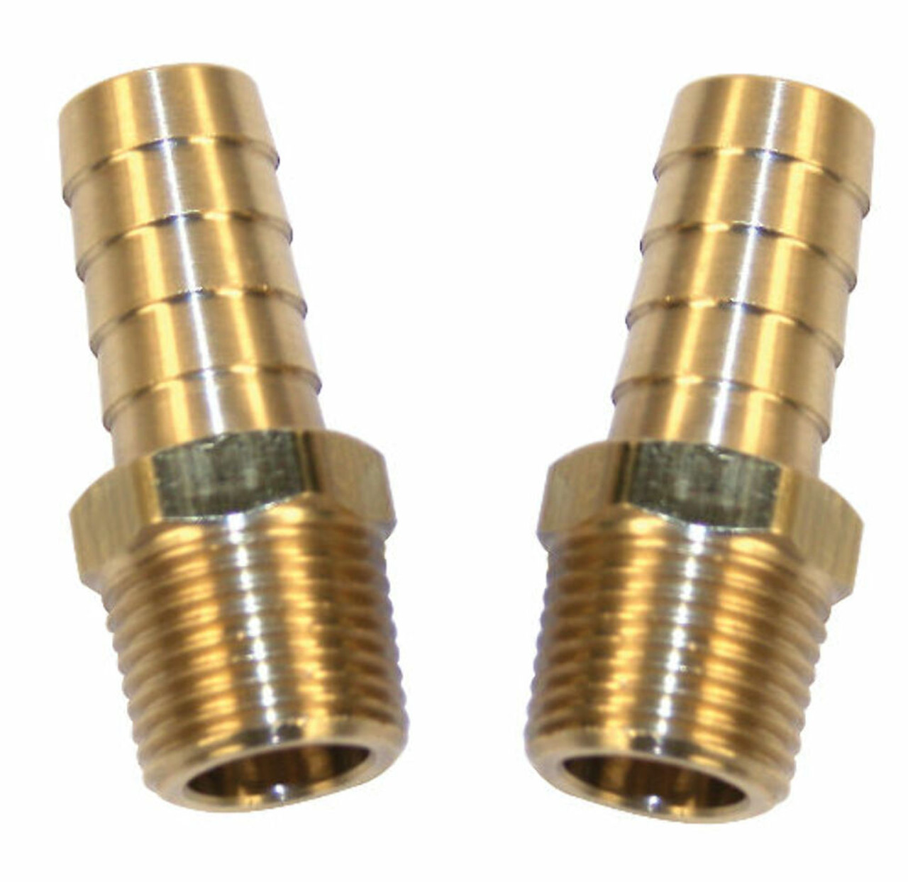 Brass Fitting, 1/2 Male NPT w/ 3/8 Hose Barb, Pack Of 2, Fits VW Air Cooled, EMPI 9213