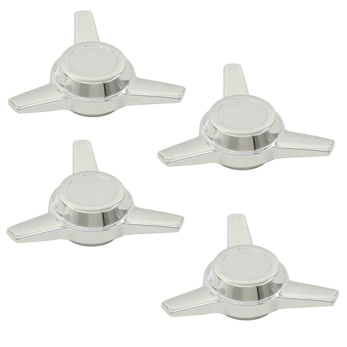 EMPI 9621 Chrome 3-Spoke Wheel Knock-off Set Of 4, Fits VW Bug Ghia