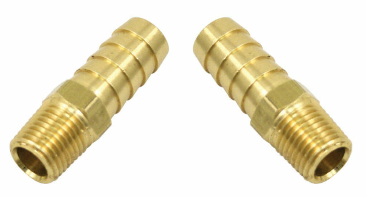 Brass Fitting, 1/4 Male NPT w/1/2 Hose Barb, Pack Of 2, Fits VW Air Cooled, EMPI 9215