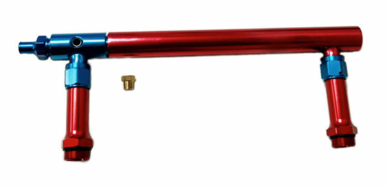 Aluminum Holley 4150 Double Pumper Fuel Line Log Red Blue Anodize w/ Black Gauge Aluminum Holley 4150 Double Pumper Fuel Line Log Red Blue Anodize w/ Black Gauge