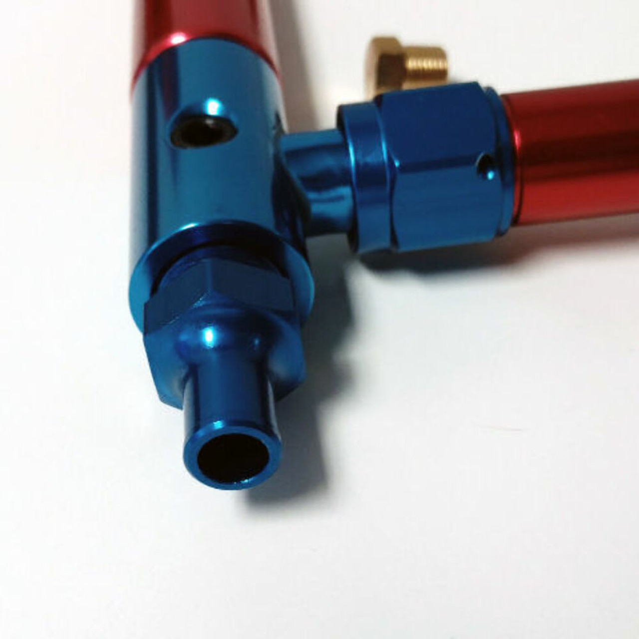 Aluminum Holley 4150 Double Pumper Fuel Line Log Red Blue Anodize w/ White Gauge Aluminum Holley 4150 Double Pumper Fuel Line Log Red Blue Anodize w/ White Gauge