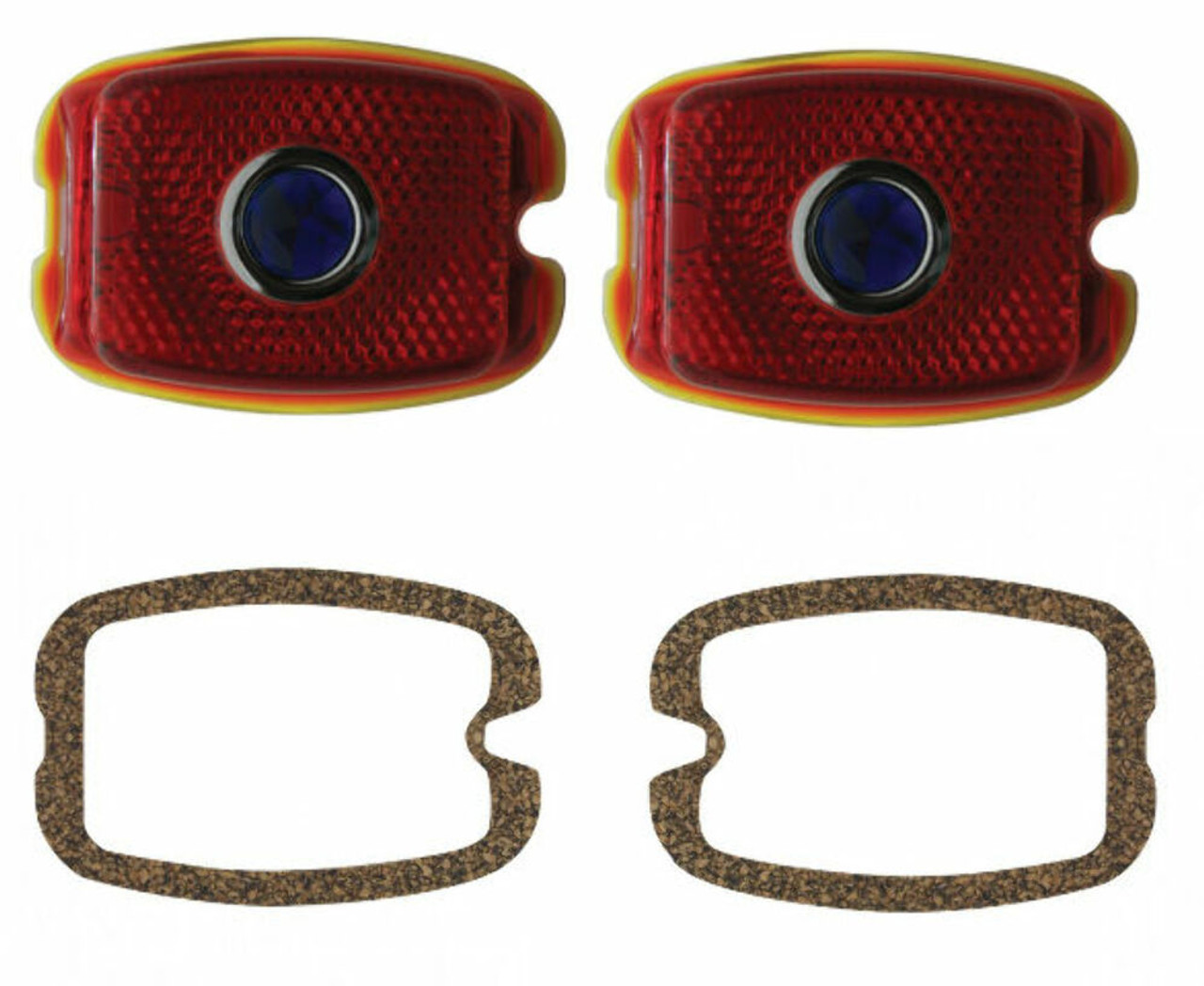 Incandescent Tail Light Blue Dot Lens & Gasket Kit, Fits Chevy Car 1937-1953