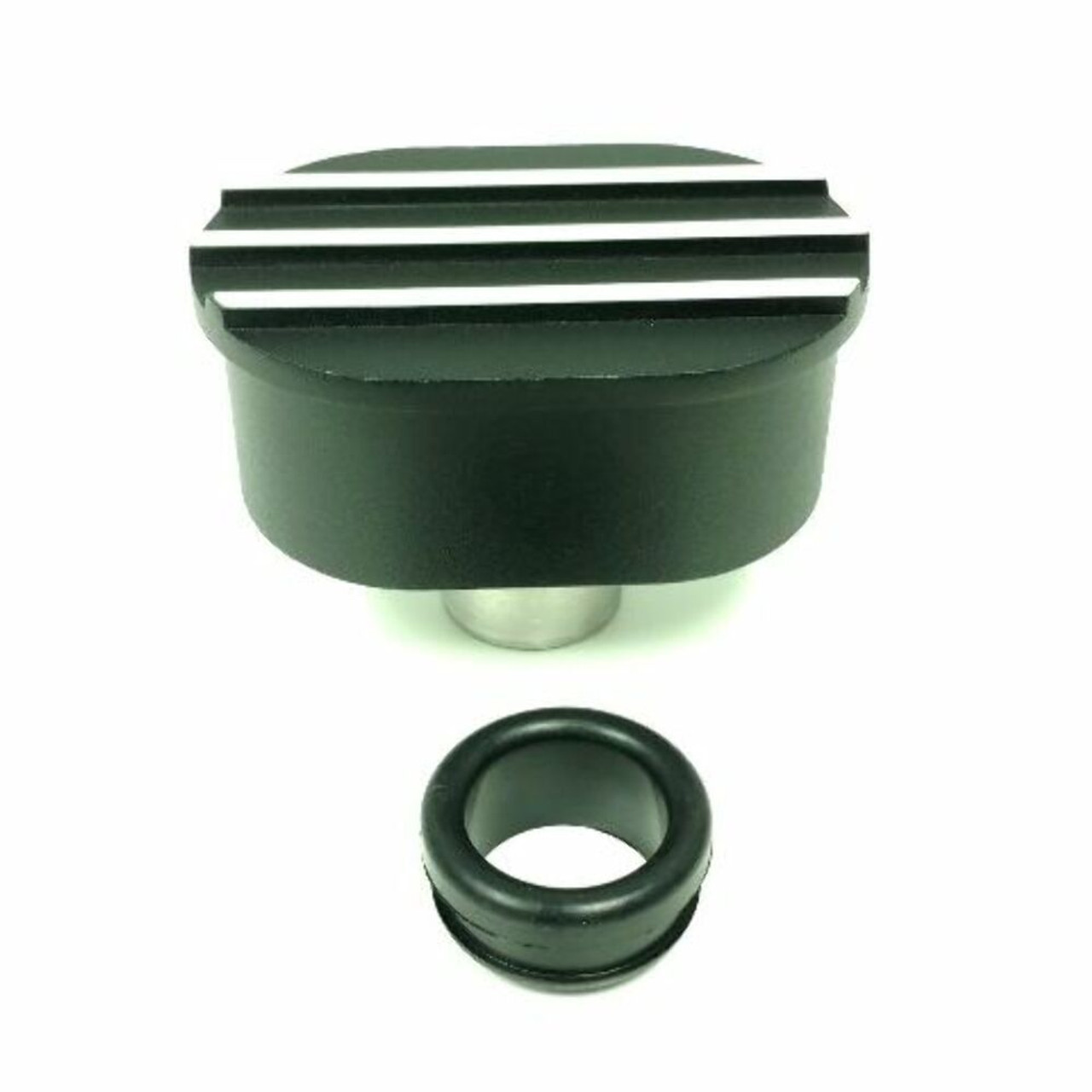 Hot Rod Black Oval w/ Silver Finned Valve Cover Breather W/ Grommet