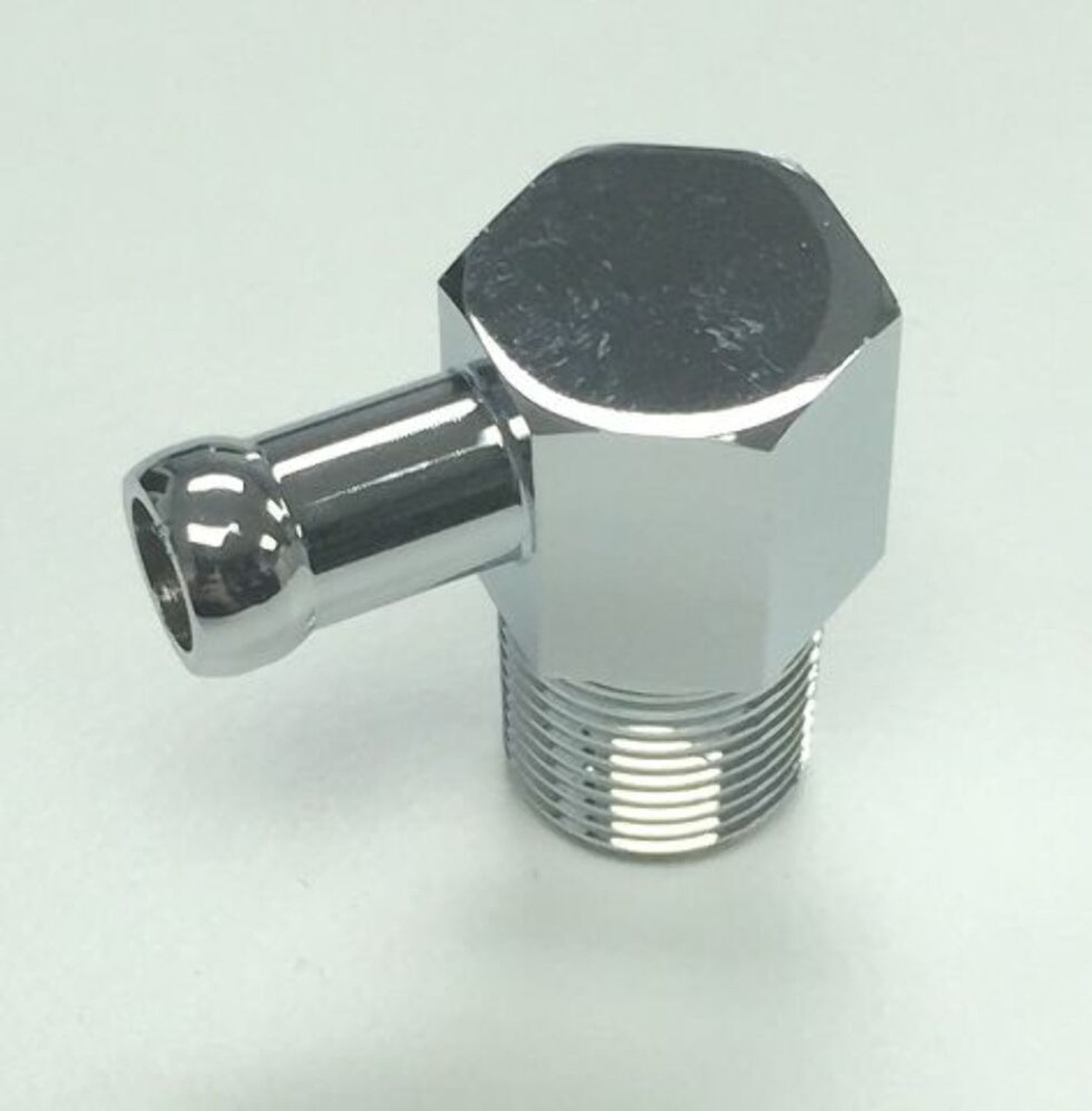 90° Intake Vacuum Fitting 3/8" NPT & Hose, Chrome Alum.