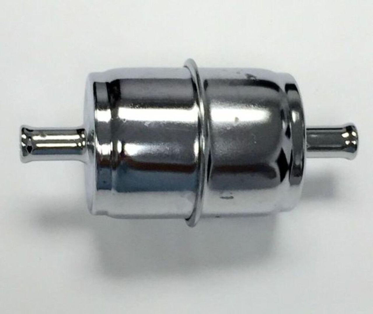 In-Line Fuel Filter 3/8" Hose, Canister Style, Chrome