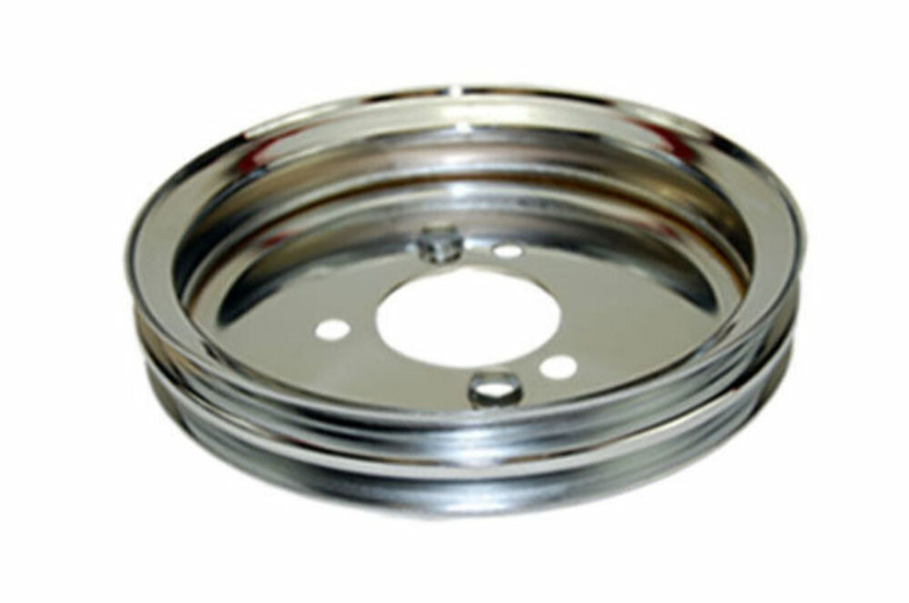 Chrome Steel SWP Double Groove Crankshaft Pulley - Fits Chevy BBC 396-454