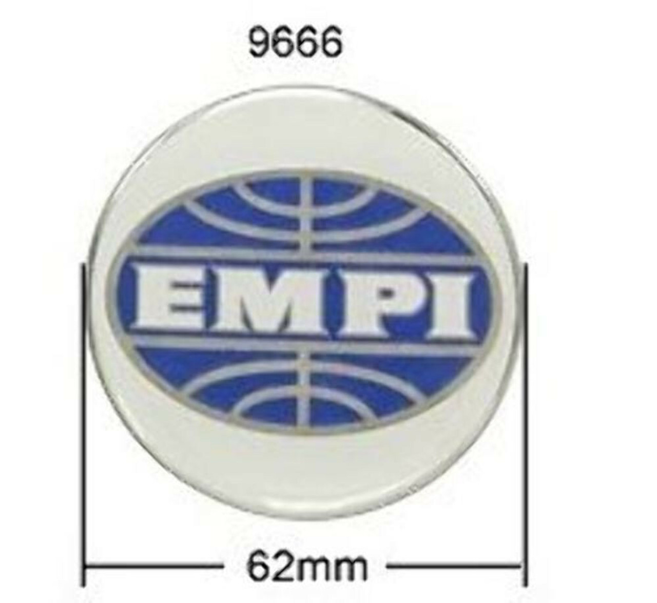 EMPI WHEEL CENTER CAP BUTTON, LOGO STICKERS, SET OF 4 "EMPI " 62mm 9666