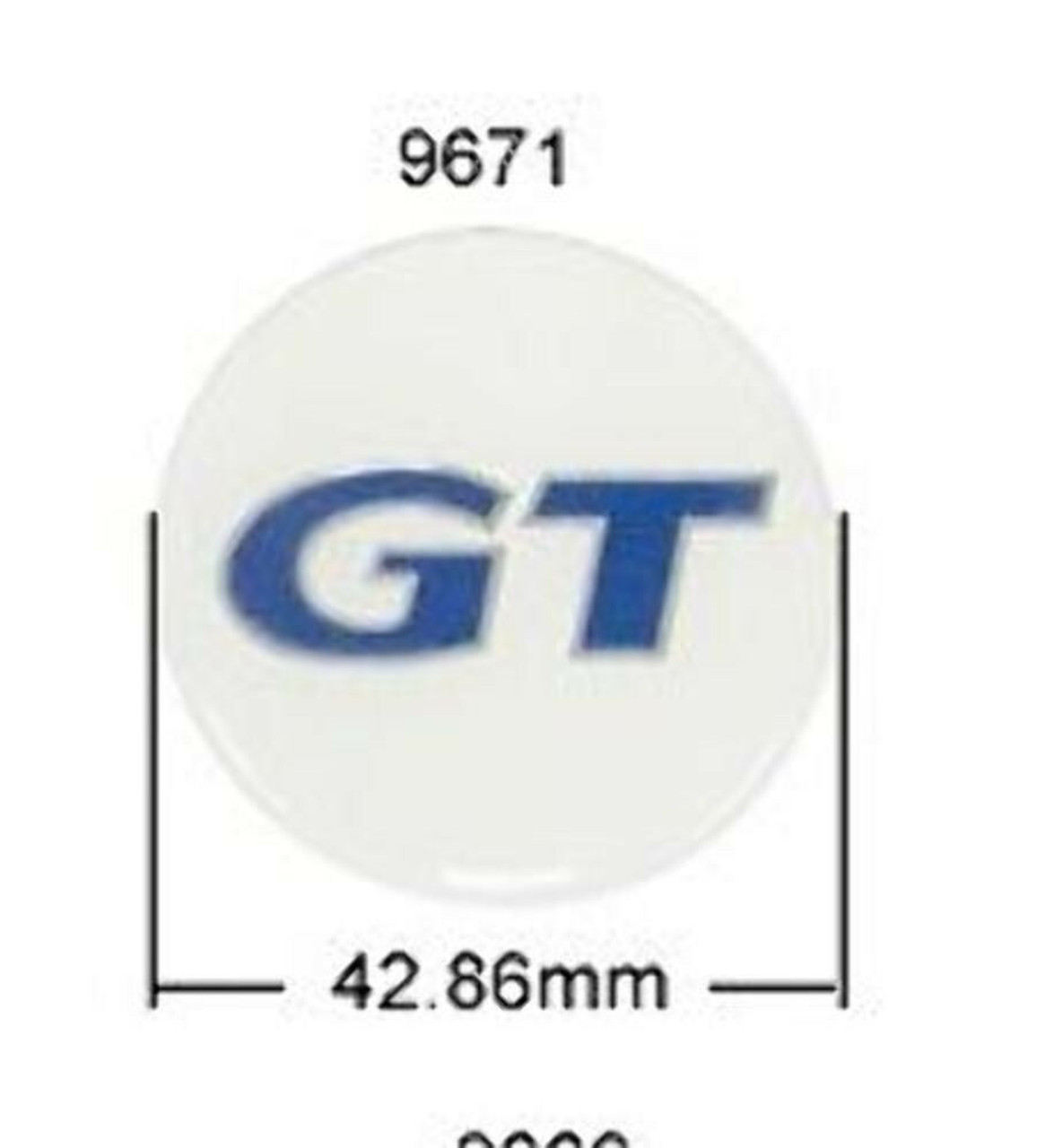 EMPI 42.86mm Wheel Center Cap Button "GT" Logo Stickers, Set of 4 - #9671