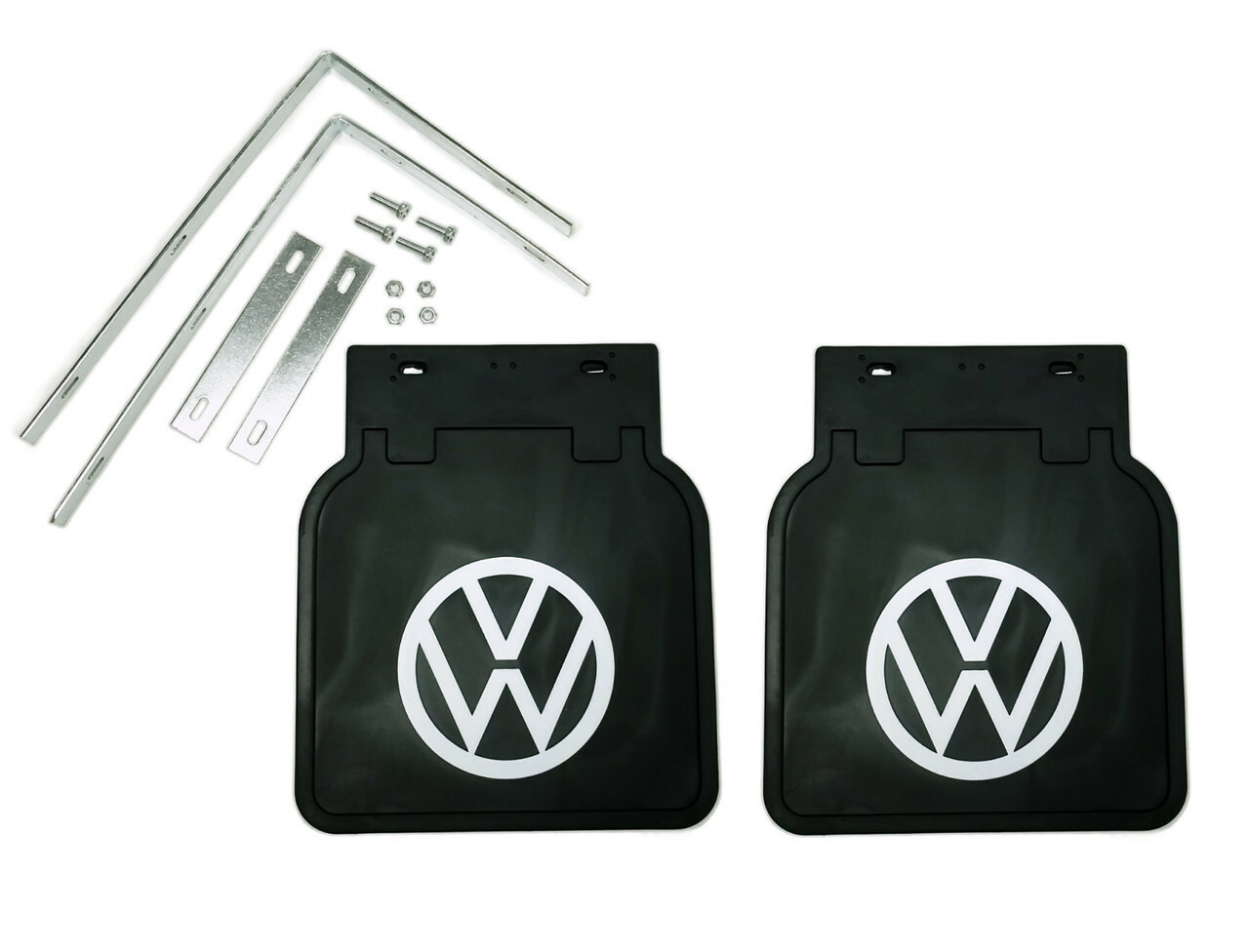Mud Flaps with Brackets, Black, Pair, Fits 1950 and later VW Bug 111821805B