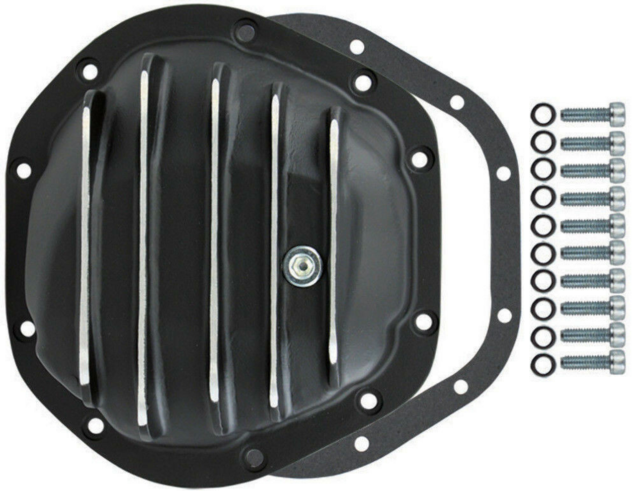 Black Finned Aluminum 10-Bolt Diff Differential Cover, Fits Dana 44