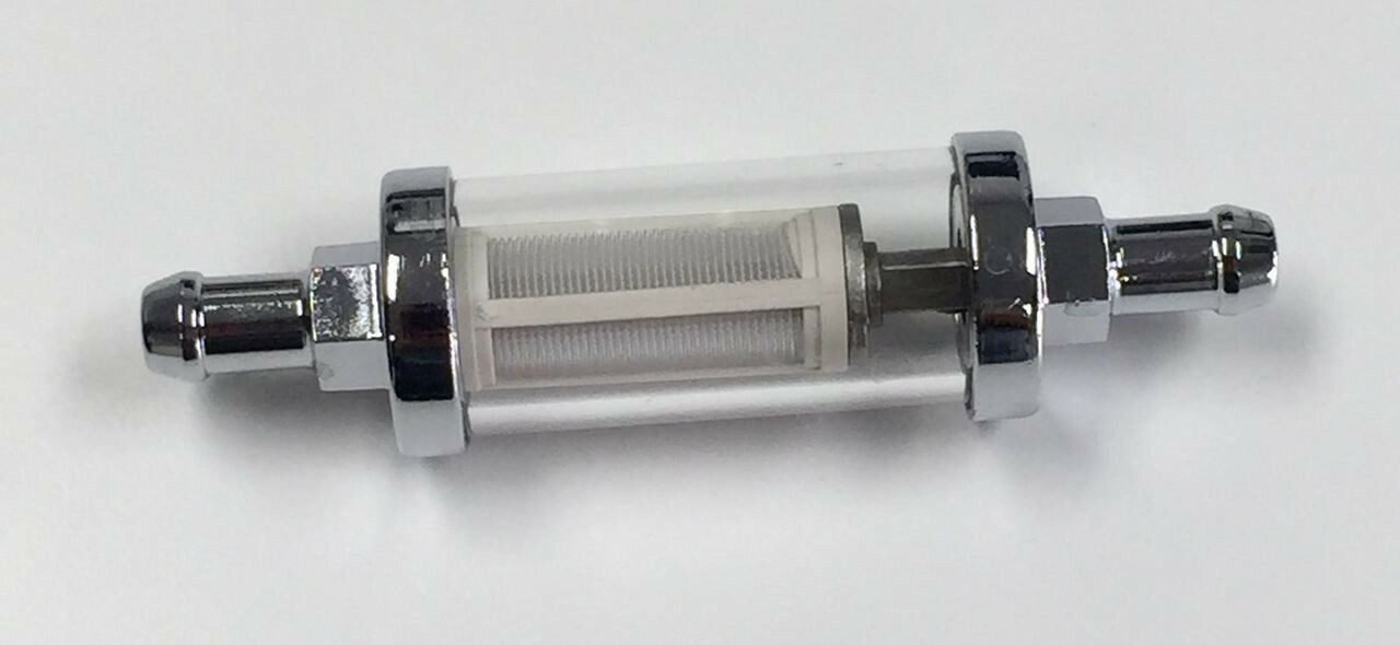 Universal Chrome & Glass Fuel Filter, 3/8" Inlet/Outlet