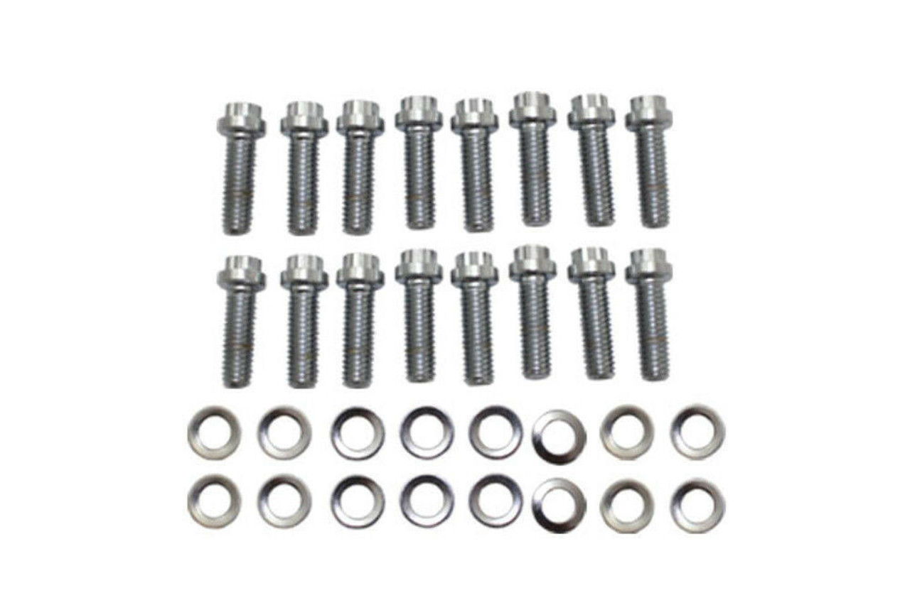 Chrome BB Chevy 12pt Head Intake 16pc Bolt Kit BBC V8 396-454 AMC