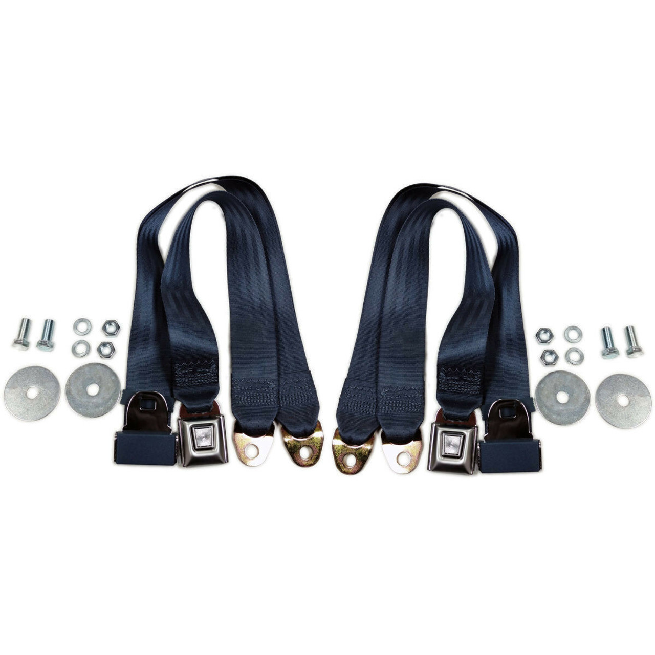 (2) VW Bug Ghia Type 3 Buggy 2-Point Lap Belt Blue Seat Belts, Pair EMPI 18-1020