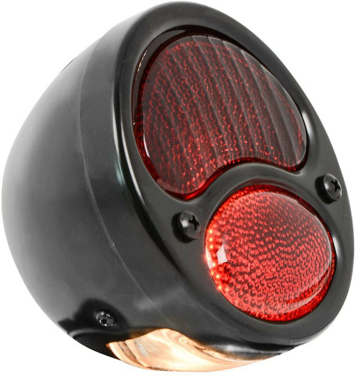 KA0023 Black 12V Duolamp Tail Light for Ford Model A with Red Glass Lens and License Light