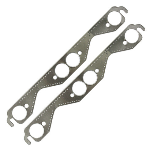 Round Port Aluminum Exhaust Gaskets, Pair, Fits Chevy SBC 1955-1991 (265-400)
