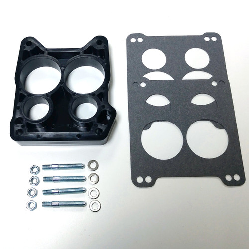 1" Phenolic Carburetor Spacer, Quadrajet 4-BBL Hole Ported w/ Gaskets & Hardware