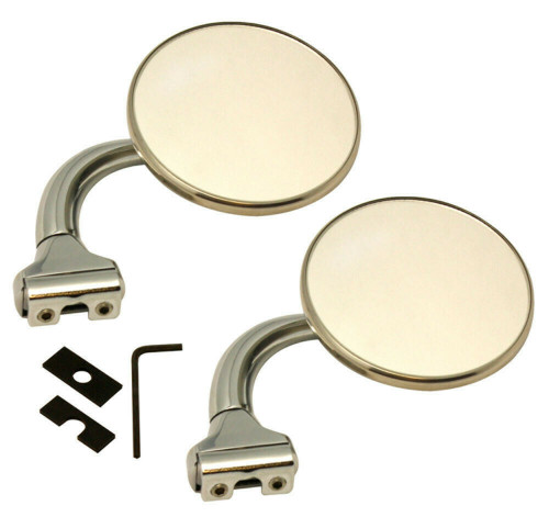 STREET ROD 3" STAINLESS STEEL UNIVERSAL PEEP MIRROR L OR R DOOR CHROME PAIR