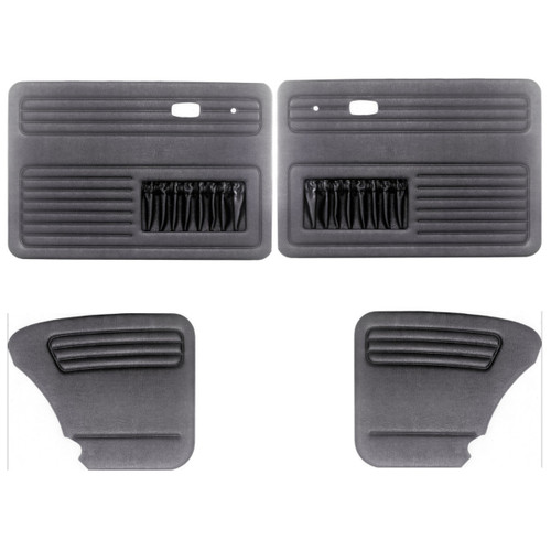 EMPI 4854 Black 4-piece Door Panel Kit with Pockets, for VW AIR COOLED BUG 65-77