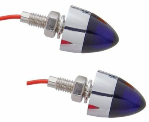 Pro-One 402260 Mini Bullet Marker Light Chrome w/Blue Lens, 1 LED, Pr.