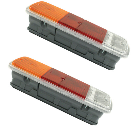 Taillight Assemblies, A/R/W Lens, Pair - Compatible with VW Type-2 Bus 1972-1979