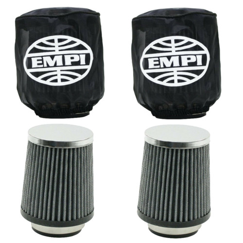 Dual Pod-Style Air Cleaner and Pre-Filter Kit, Compatible with VW Stock Carb/EPC 34 for Dune Buggy/Baja Bug