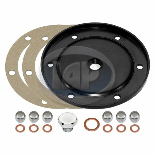 Black Oil Sump Plate Kit with Gaskets & Hardware, Compatible with VW 1200 - 1600cc Engines