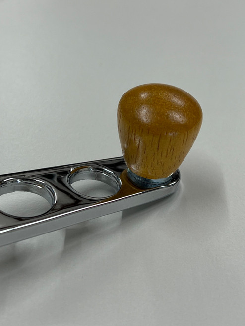 Chrome Window Winders w/ Wooden Trim, Pair - For VW Type-1 1968-Later