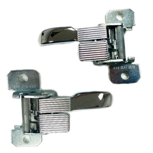 Chrome Inside Door Handle Pair for VW Bus, Ghia, Super Beetle Conv. 69–74; Porsche 914 70–76 – 411837071/072