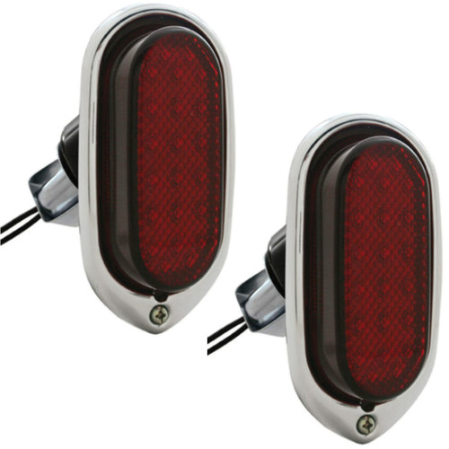 LED Tail Light Set for 1940 Chevy – Red Lens, Chrome Bezel, Sealed 12V Replacement Assemblies