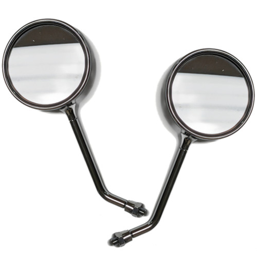 Chrome Round Motorcycle Mirrors Pair 10mm RH Thread Retro Vintage Cafe Racer Cruiser