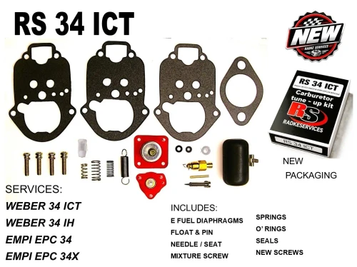 Radke Services RS 34 ICT Carburetor Rebuild Kit 2-Pack for Dual Weber 34 ICT / ICH & EMPI EPC 34 / 34X