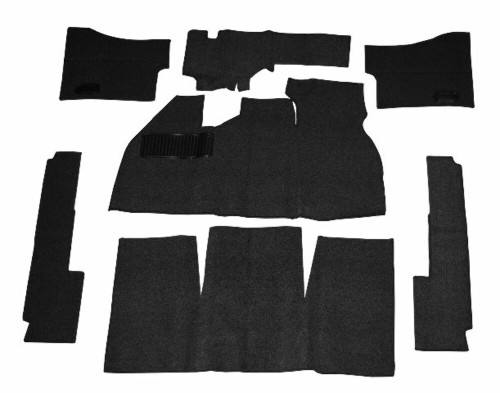 Carpet Kit without Footrest & Heater Grommets, Black, Fits VW Type-1 Beetle/Bug 1958-68