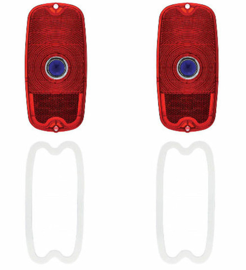 (2) Blue Dot Tail Light Lenses, Fits Chevy/GMC 1960-1966 Pickup Fleetside