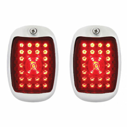 LED Sequential Tail Lights Stainless Assembly w/ Flasher, Pair - Fits Chevy Car 1937-38