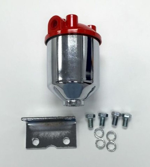 Hot Rod Chrome Single Port Fuel Filter Red Top Large Capacity