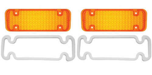 Parking Light Lenses With Gaskets, Fits 1971 - 1972 Chevy Truck, Amber, Pair