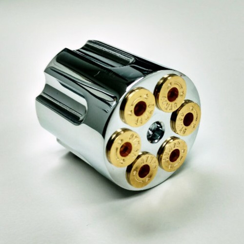 Chrome Aluminum .44 Mag Revolver Gun Barrel Cylinder Dash Knob Hot Rat Street Rod