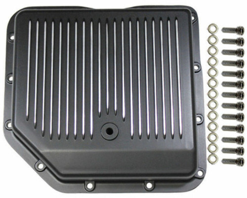 Chevy Black Finned Aluminum Turbo 350 Transmission Pan