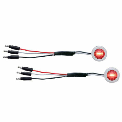 (2) 3 LED Mini Dual Function Clearance Marker w/ Bezel - Red LED/Red Lens