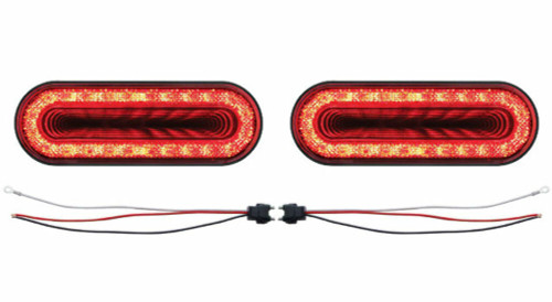 (2) 24 Led 6" Oval S/T/T & P/T/C "Mirage" Light - Red Led/Clear Lens