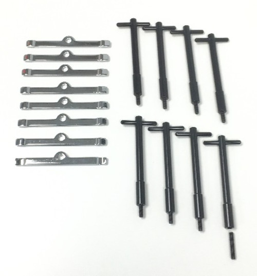 Black Anodized Aluminum V8 Valve Cover T-Bar W/ Chrome Valve Spreaders Set Of 8