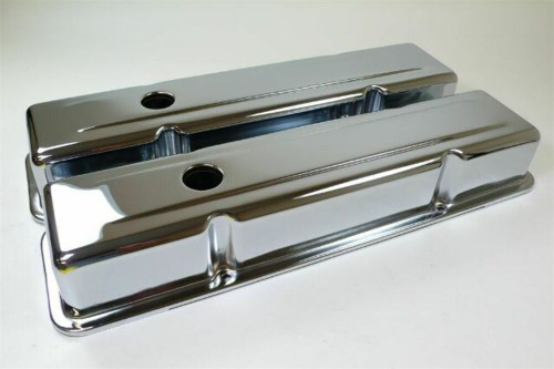 SMALL BLOCK CHEVY TALL CHROME VALVE COVERS 283 350