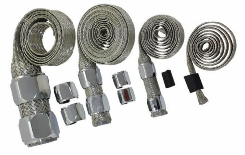 Stainless Braided Engine/Vacuum/Fuel/Heater/Oil Line Hose Sleeve Dress Up Chrome Kit