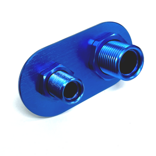 Firewall Bulkhead Billet Alum Blue 2 Port-(1L An-10/1S 5/8)