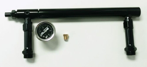 Aluminum Holley 4150 Double Pumper Fuel Line Log Anodized w/ Black Oil Gauge